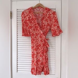 Topshop Patterned Orange Mini Dress